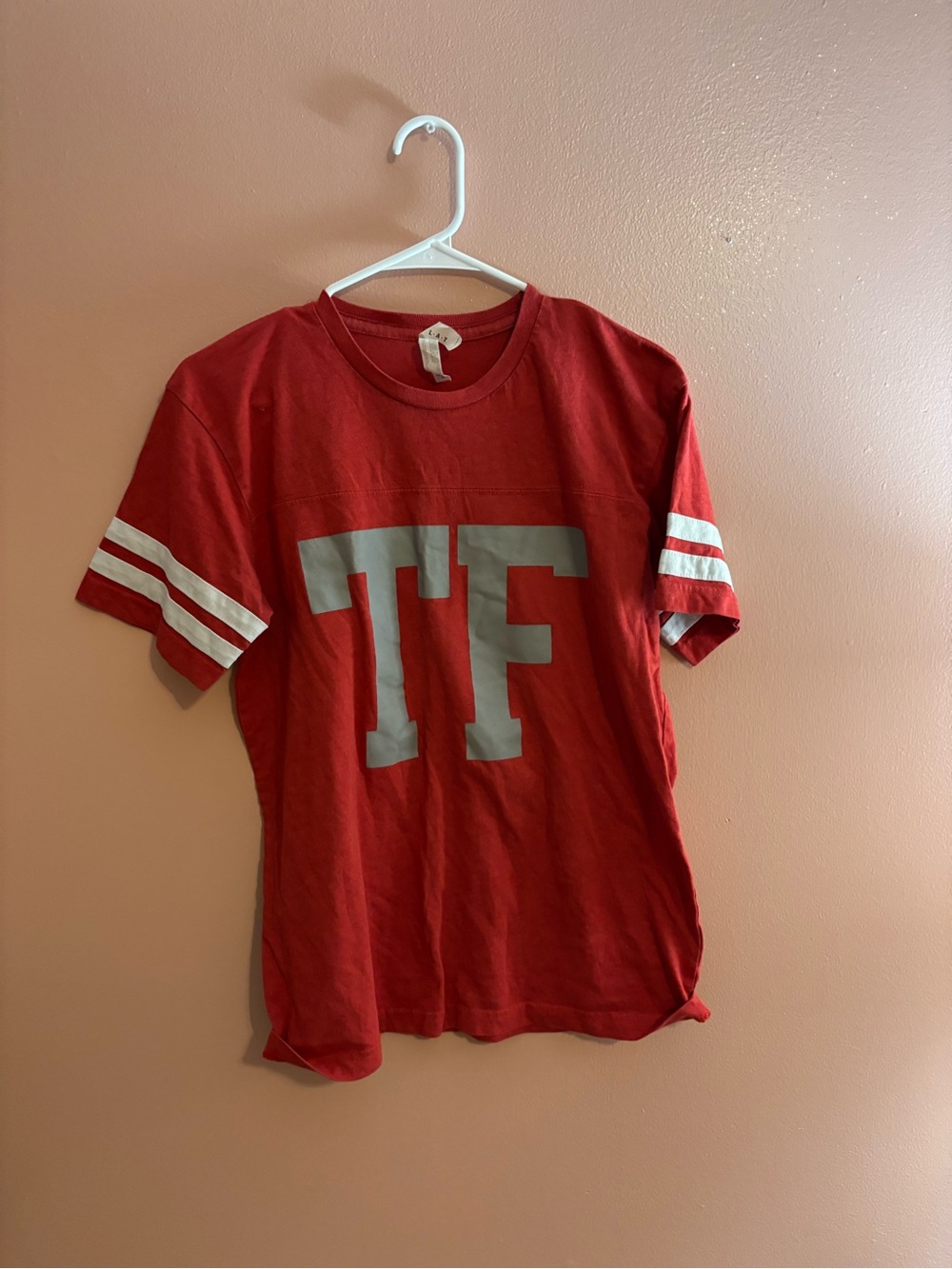 Kids Short-Sleeve Red Graphic Tee with White Stripe Sleeves Tiger Friday
